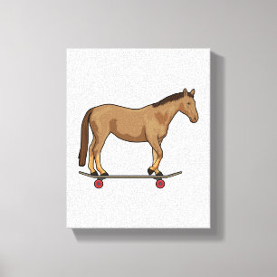 Paarden als Skater op skateboard Canvas Afdruk