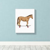 Paarden als Skater op skateboard Canvas Afdruk (Insitu (Houten vloer))
