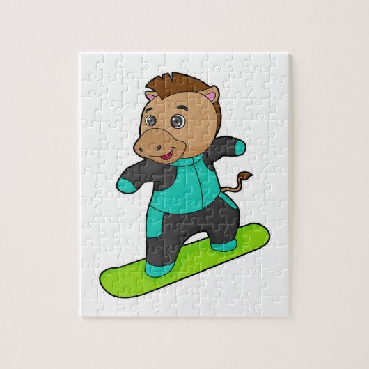 Paarden als Snowboarder met Snowboard Legpuzzel (Verticaal)
