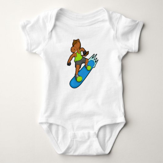 Paarden als Snowboarder met Snowboard Romper (Voorkant)