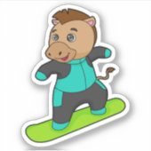 Paarden als Snowboarder met Snowboard Sticker (Voorkant)