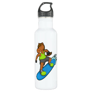 Paarden als Snowboarder met Snowboard Waterfles