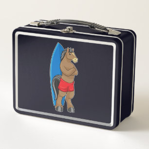 Paarden als Surfer met surfbord
