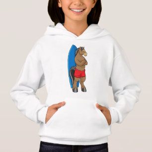Paarden als Surfer met surfbord