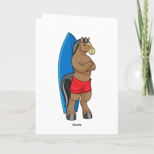 Paarden als Surfer met surfbord Kaart (Achterkant)