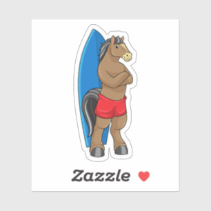 Paarden als Surfer met surfbord Sticker