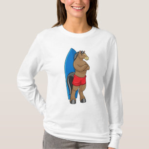 Paarden als Surfer met surfbord T-shirt
