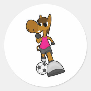 Paarden als Voetbalspeler met Voetbal Ronde Sticker