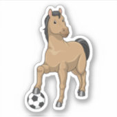 Paarden als Voetbalspeler met Voetbal Sticker (Voorkant)