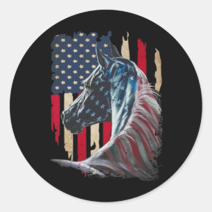 Paarden Amerika Vlag 4 juli Onafhankelijkheidsdag Ronde Sticker