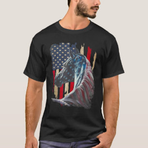 Paarden Amerika Vlag 4 Juli T-shirt