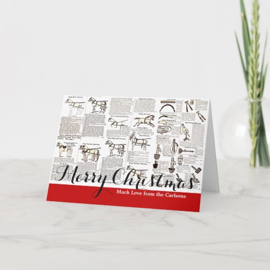 Paarden Antiek Adverteren krantenkunst Feestdagen Kaart (Voorkant)