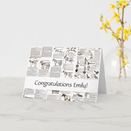 Paarden Antiek Adverteren krantenkunst Kaart (Gele Bloem)