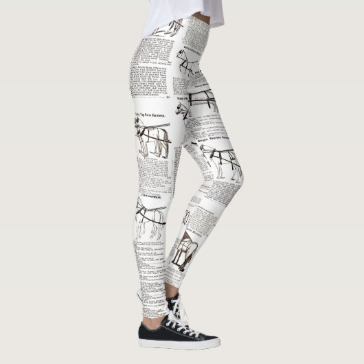 Paarden Antiek Adverteren krantenkunst Leggings (Rechts)
