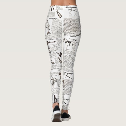 Paarden Antiek Adverteren krantenkunst Leggings (Achterkant)