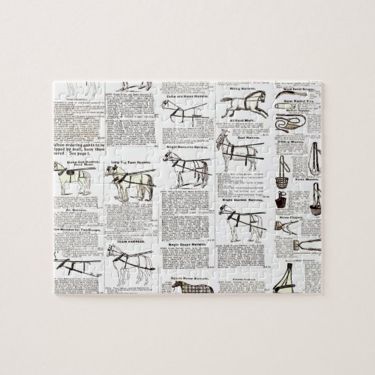 Paarden Antiek Adverteren krantenkunst Legpuzzel (Horizontaal)