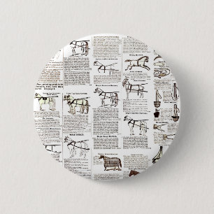 Paarden Antiek Adverteren krantenkunst Ronde Button 5,7 Cm