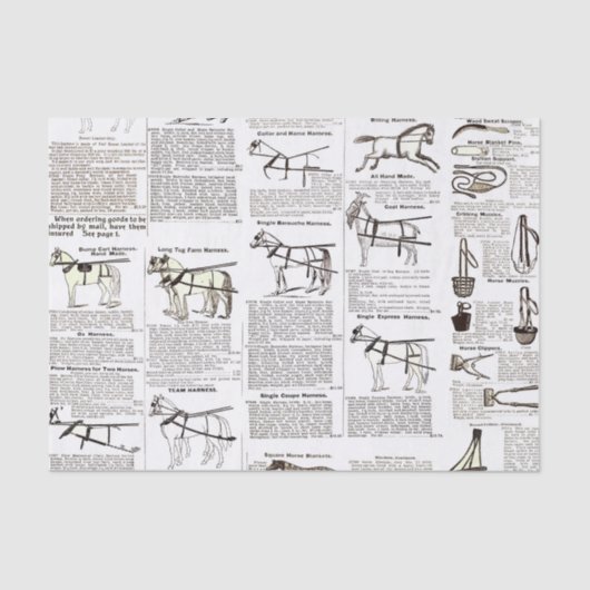 Paarden Antiek Adverteren krantenkunst Tissuepapier (Voorkant)