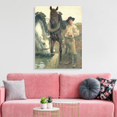 Paarden bij de waterloop, 1884 (olie op doek) canvas afdruk (Insitu (Woonkamer))