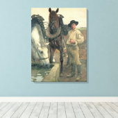 Paarden bij de waterloop, 1884 (olie op doek) canvas afdruk (Insitu (Houten vloer))