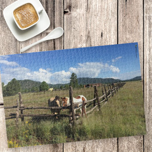 Paarden Bij Het Houten Hek Fotografie Legpuzzel