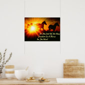 Paarden bij het ZonnesetPoster Poster (Keuken)