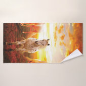 Paarden bij zonsondergang badhanddoek (Badhanddoek)