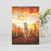 Paarden bij zonsondergang bedankkaart (Staand voorkant)