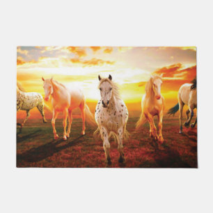Paarden bij zonsondergang deurmat