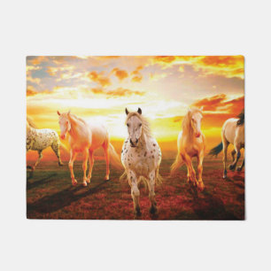 Paarden bij zonsondergang deurmat