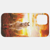 Paarden bij zonsondergang iPhone hoesje (Achterkant horizontaal)