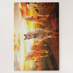 Paarden bij zonsondergang legpuzzel