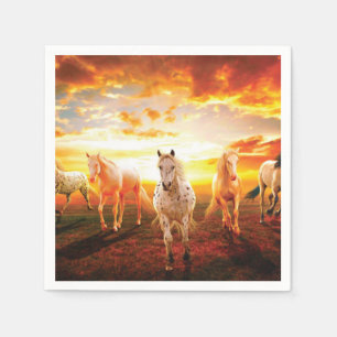 Paarden bij zonsondergang servet