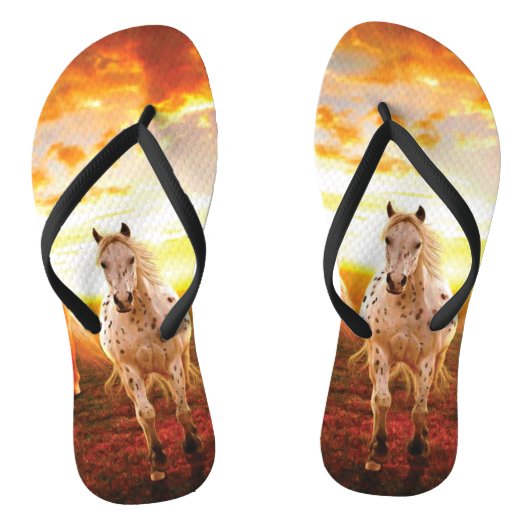 Paarden bij zonsondergang teenslippers (Voetbed)