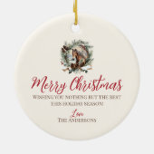 Paarden boerderij dierenkerst pinecone krans keramisch ornament (Achterkant)