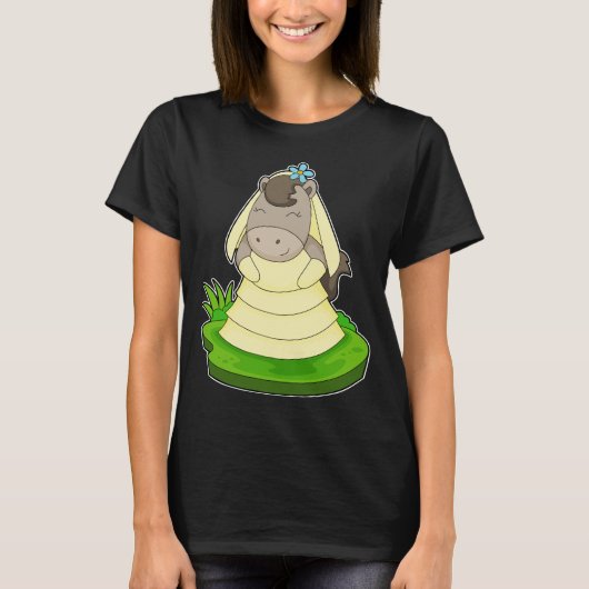 Paarden Bruids Bloem Huwelijk T-shirt (Voorkant)