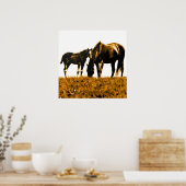 Paarden Bruin Geel Pop Art Vierkant Poster (Keuken)