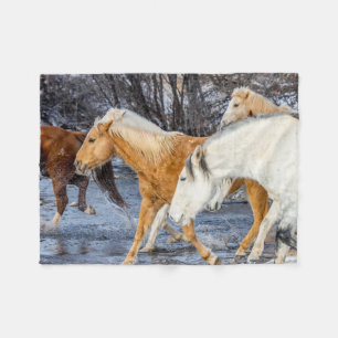 Paarden die de stroom oversteken fleece deken