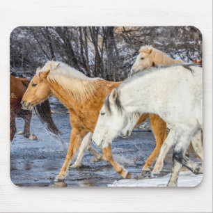 Paarden die de stroom oversteken muismat