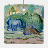 Paarden die grazen door Franz Marc, Kunst Keramisch Ornament (Achterkant)