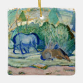 Paarden die grazen door Franz Marc, Kunst Keramisch Ornament (Voorkant)