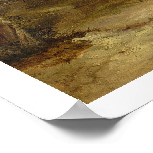 Paarden die grazen: een grijze steenvlek met Mares Poster (Hoek)