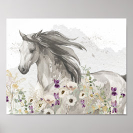 Paarden die in het veld Bloem lopen Poster