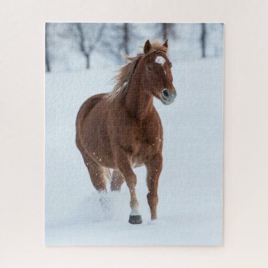 Paarden die in sneeuw lopen legpuzzel (Verticaal)