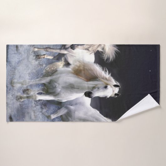 Paarden die lopen met kussens badhanddoek (Badhanddoek)