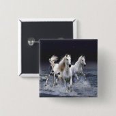 Paarden die lopen met kussens vierkante button 5,1 cm (Voorkant /achterkant)