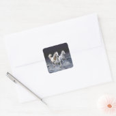 Paarden die lopen met kussens vierkante sticker (Envelop)