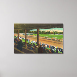 Paarden die naar de Post gaan bij Race Track Canvas Afdruk
