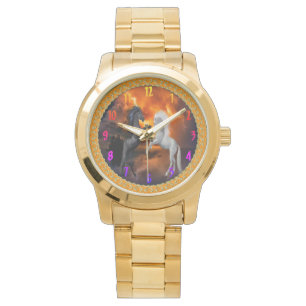 Paarden die vechten in een slecht bliksemstorm horloge