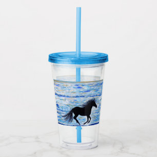 Paarden die vrij lopen door het Zee schilderen Acryl Drinkbeker